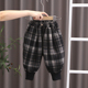 子秋冬款 宝宝休闲加厚棉裤 儿童冬季 男童加绒裤 一体绒厚绒格子裤 潮