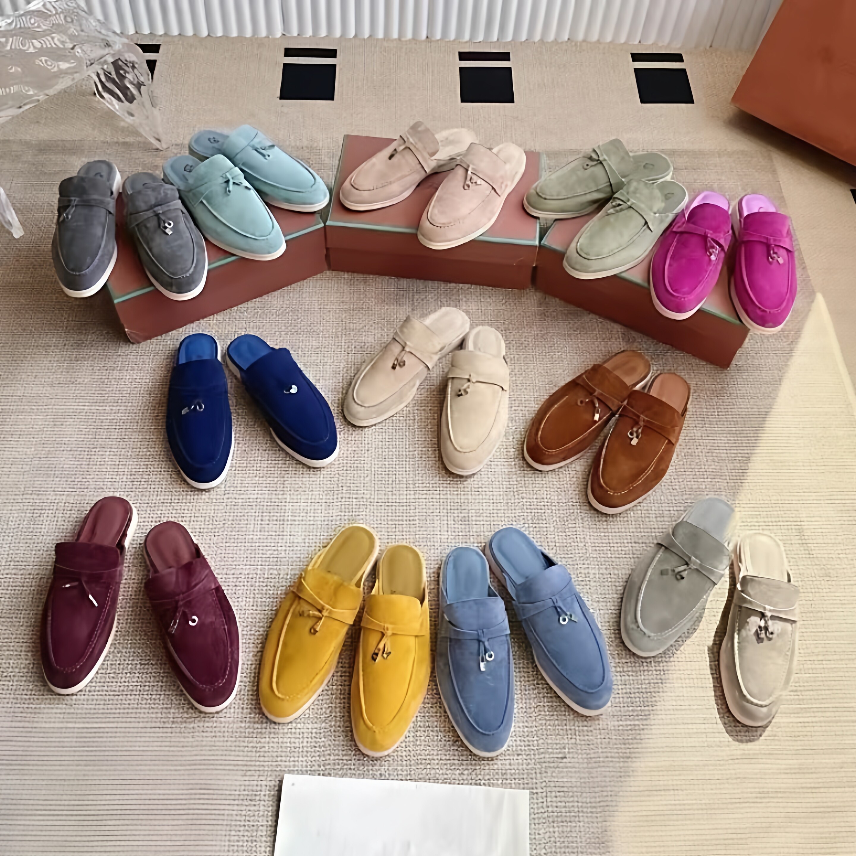 春夏季真皮lP包头半拖鞋平底舒适一脚蹬懒人鞋乐福女鞋增高法式潮