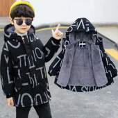 男童外套2025新款 洋气派克服 秋冬加绒加厚中小童棉袄儿童棉服韩版