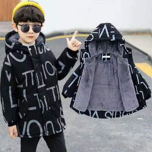男童外套2025新款 洋气派克服 秋冬加绒加厚中小童棉袄儿童棉服韩版