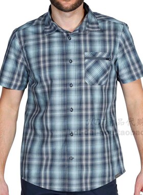 FORCLAZ男士男式春夏户外运动混纺快干棉短袖衬衫格子衬衣有口袋