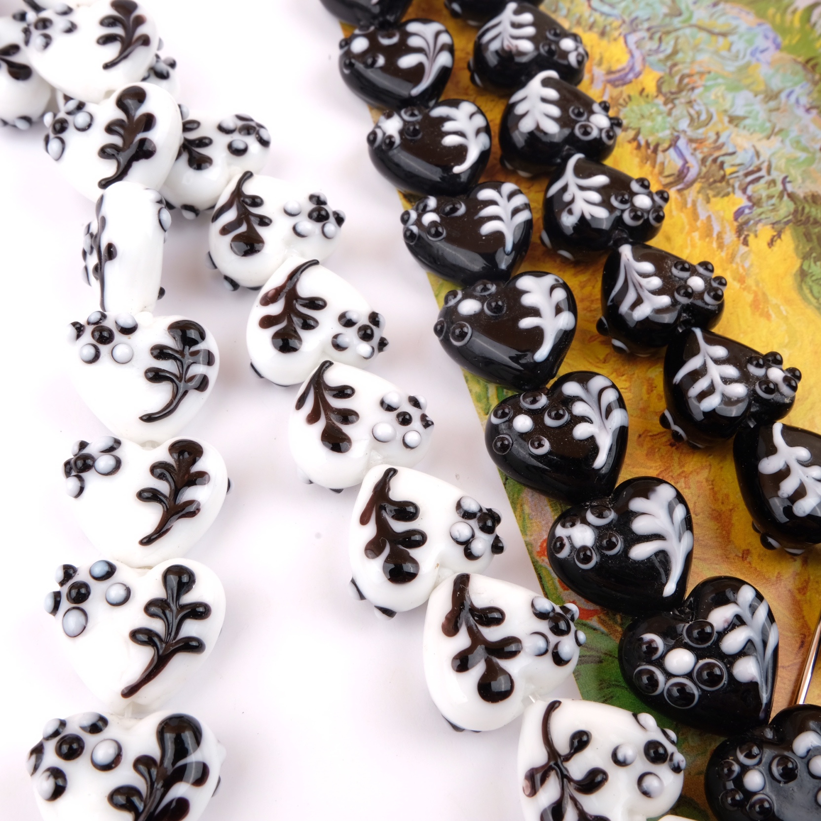 黑白爱心琉璃串珠diy可爱项链饰品耳环POPCANDY百搭稀有ins手工珠