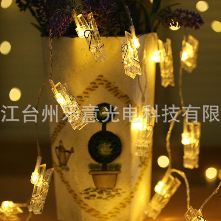 厂家批发LED相片透明夹子灯串USB