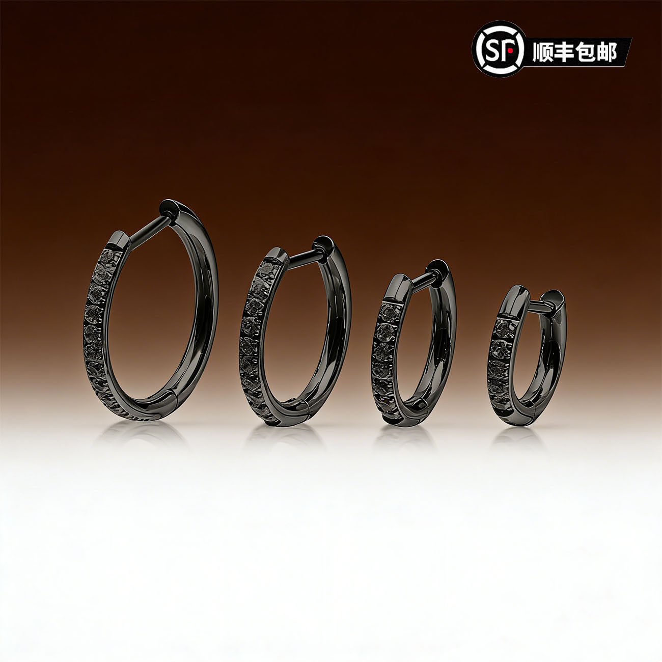 WIC暗黑系列 黑武士钛合金多尺寸ASTM-F136养耳洞耳环