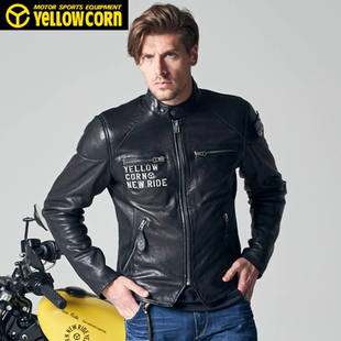 YELLOWCORN适用于哈雷印第安凯旋复古夹克牛皮骑行服防摔赛车服
