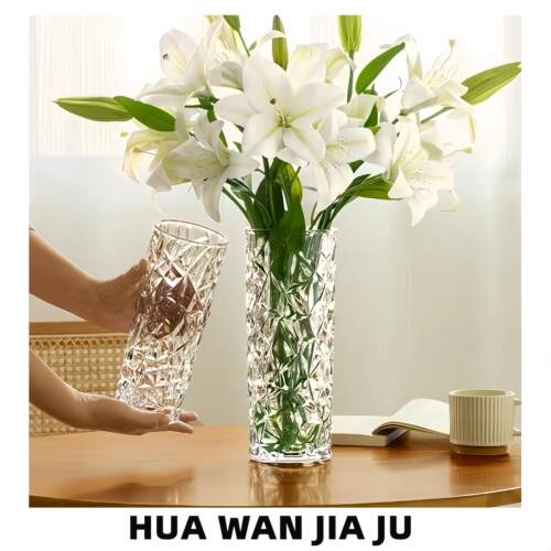【粉丝福利】钻石直筒|简约轻奢ins桌面插花欧式加厚水晶玻璃花瓶