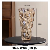 琥珀金波西米亚 高度28CM加厚水晶玻璃材质餐桌客厅桌面摆件