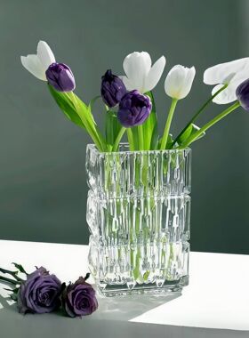 升级版大卢梭 | 更透更亮加厚水晶玻璃花瓶餐桌郁金香客厅摆件