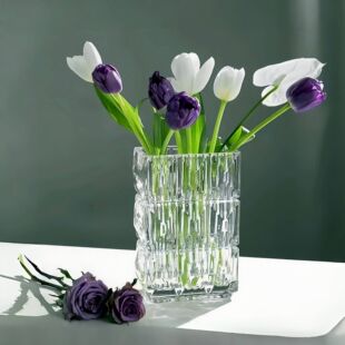 升级版大卢梭 | 更透更亮加厚水晶玻璃花瓶餐桌郁金香客厅摆件