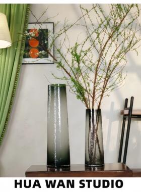 锤纹T筒 |人工吹制玻璃花瓶插花养花复古风匠心手工装饰小家摆件