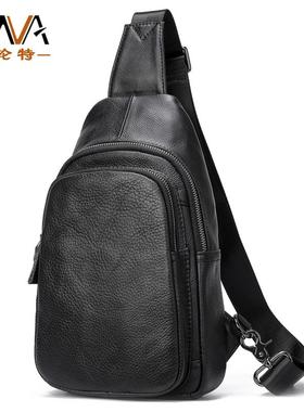 MVA夏季新款真皮胸包男士复古头层牛皮斜跨包包男潮chest bag