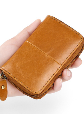 外贸亚马逊lazada爆款复古欧美风琴卡包卡夹真皮牛皮RFID卡套