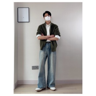 松弛感水洗复古宽松牛仔裤 funst studio