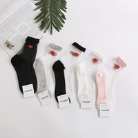 Ins mùa hè siêu mỏng vớ thủy tinh nữ lụa pha lê Nhật Bản thương hiệu đỏ đào trái tim mát mắt vớ thoáng mát - Vớ vớ nam