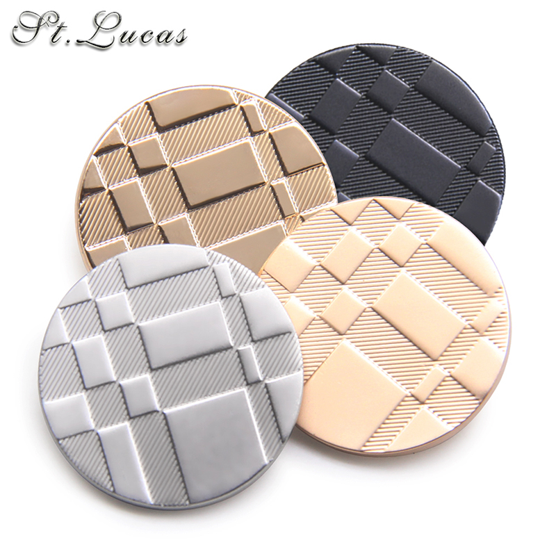 金属格子平面纽扣男女西服大衣