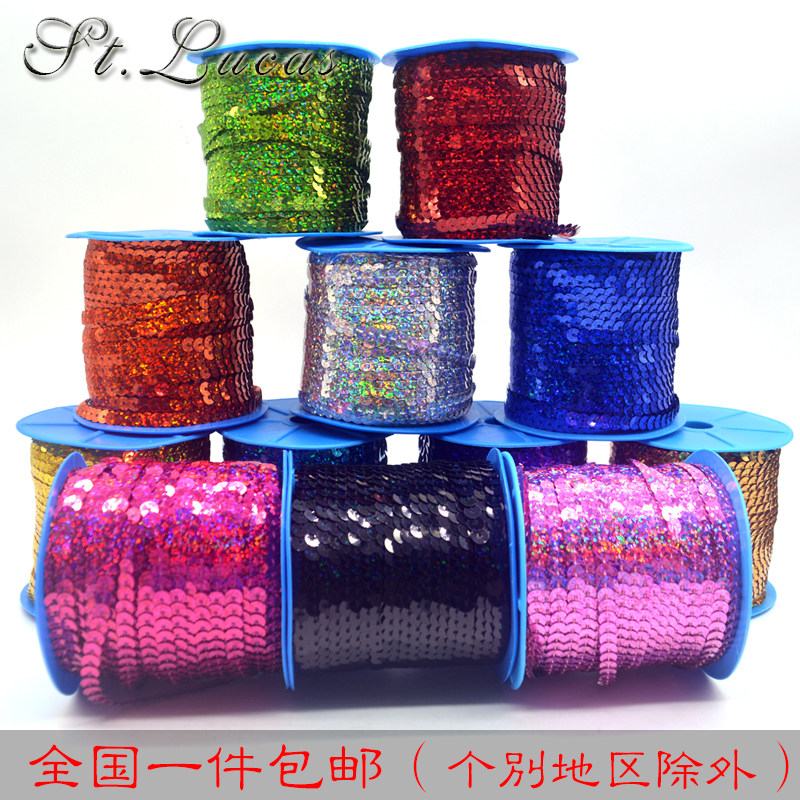 6MM镭射亮片服装辅料舞台服装表演服连线亮片条圆平珠片环保材料