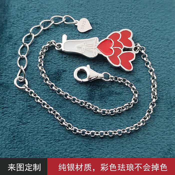 925纯银定制儿童涂鸦绘项链礼物