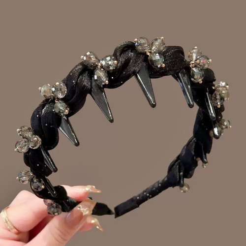 26度晚风新款水晶轻奢蓬松气质带齿梳防滑设计感发箍发饰头饰头箍