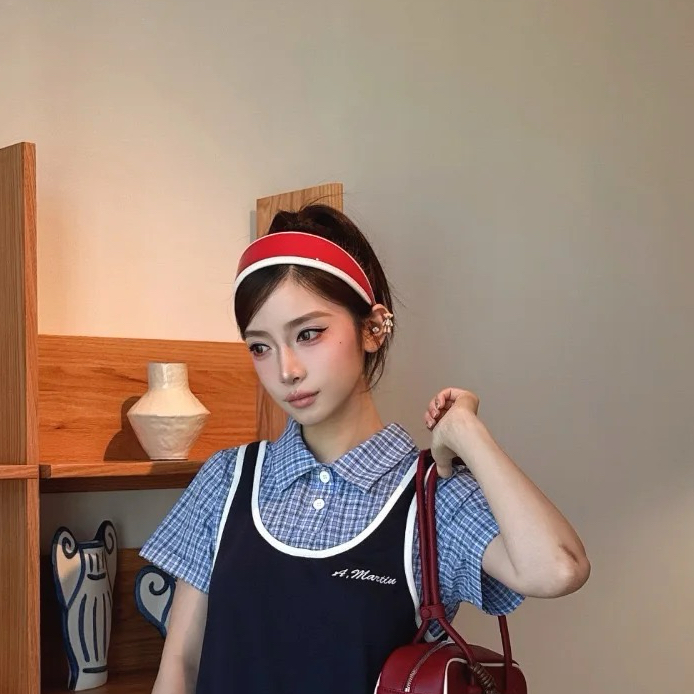 26度晚风复古PU皮质宽边发箍女高级感洋气超显白头箍高颅顶压发