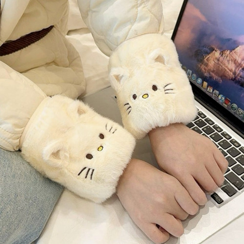 秋冬新款刺绣猫咪防污袖套女羽绒服护袖工作学习学生保暖套袖短款