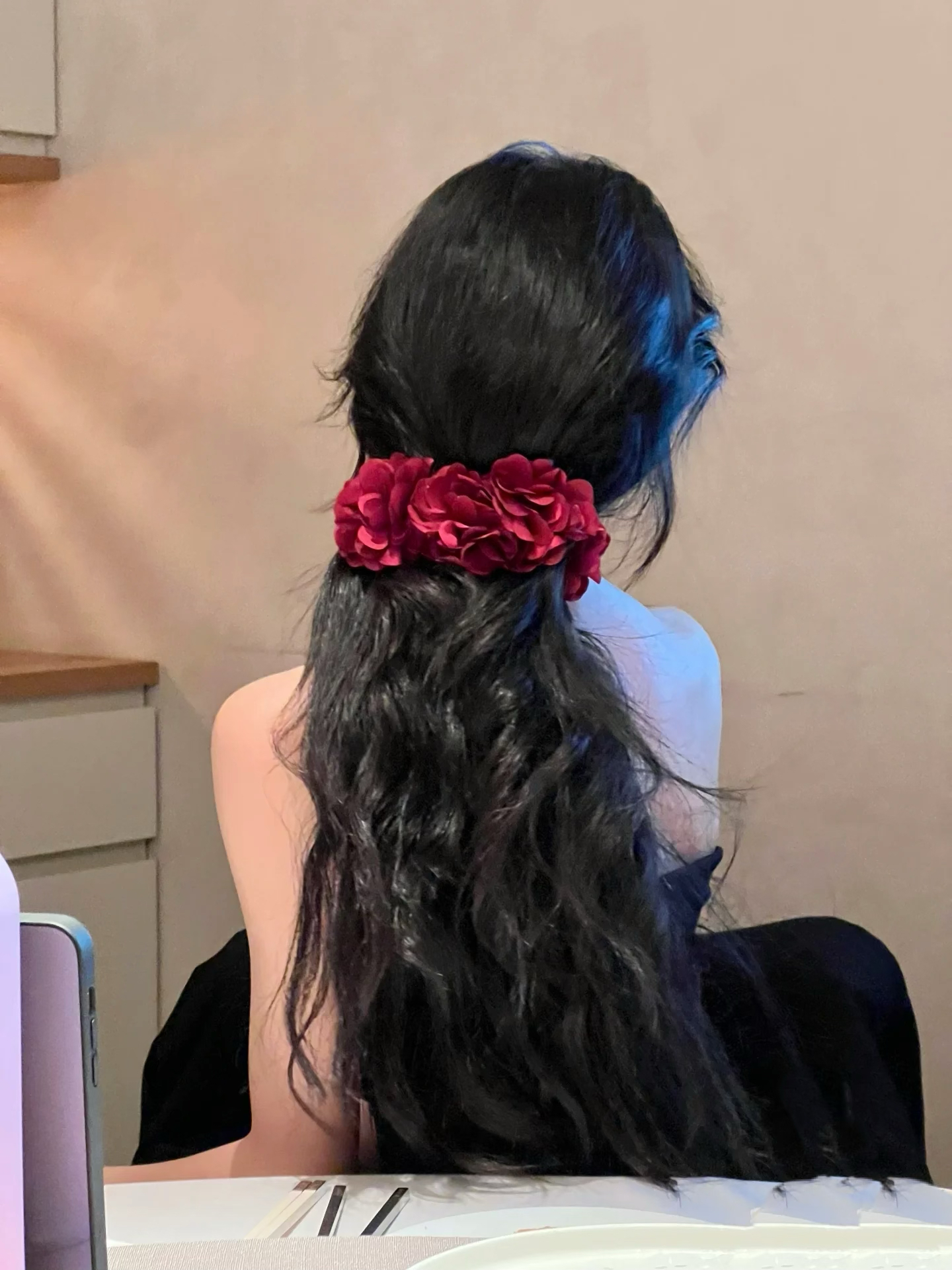 易梦玲同款玫瑰花发夹女高级感发卡后脑勺半扎发香蕉夹新款竖夹
