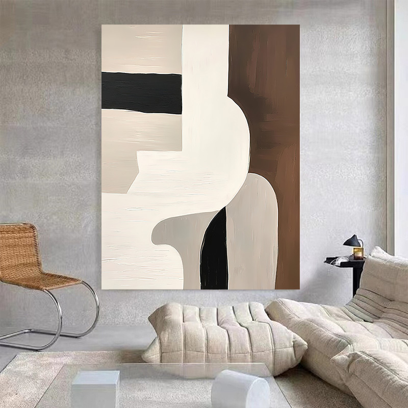 现代简约抽象艺术装饰画客厅玄关沙发背景墙挂画莫兰迪棕色色块画图片