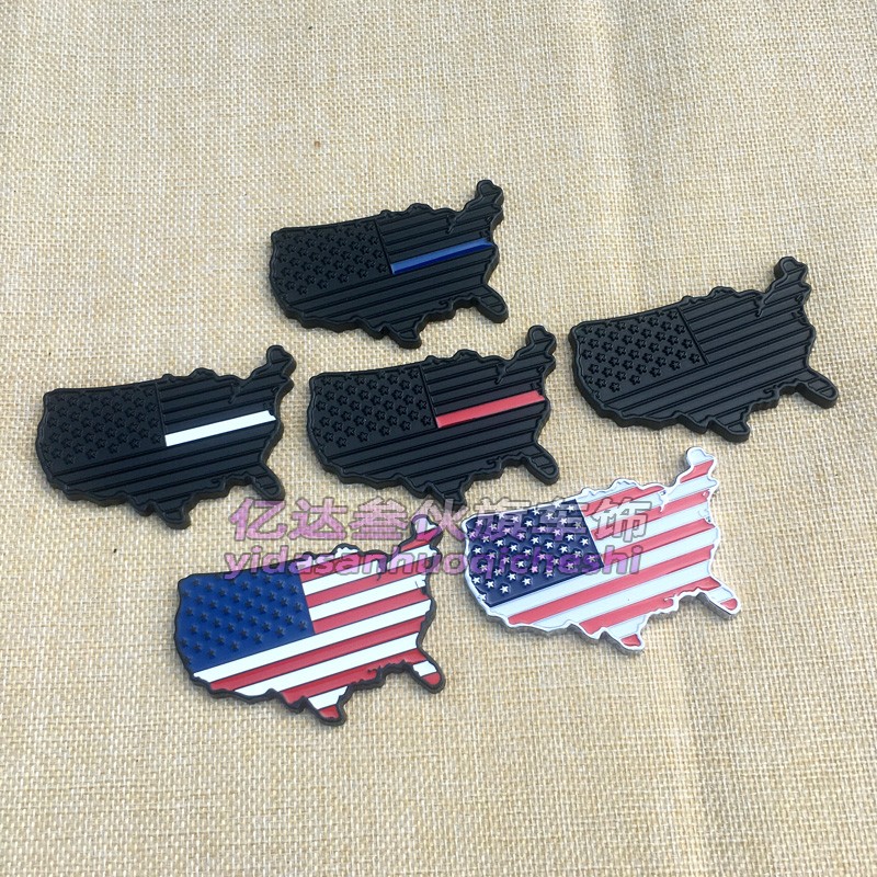 3d立体美国地图车贴车身金属贴美国旗中网改装标后尾箱装饰贴尾标