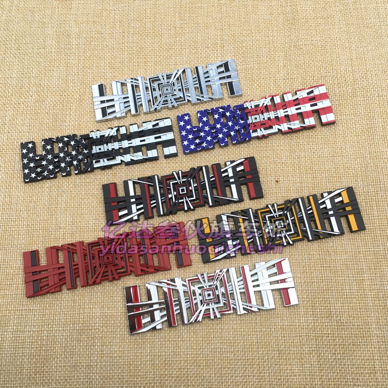 立体色块车贴竞速X车标装饰贴车身金属贴 尾箱贴标彩色美国条纹贴