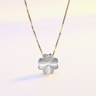 明天见ohh韩版 925纯银项链女潮网红心形吊坠锁骨小众设计INS 时尚