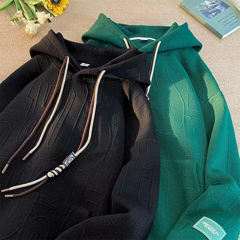 美式高街卫衣男款春秋季潮牌高级感大码宽松休闲连帽重磅男生外套