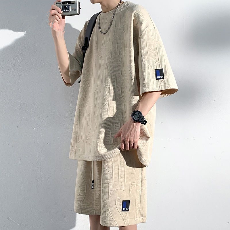 休闲运动套装男款夏季潮牌宽松青少年痞帅短袖短裤男士穿搭一整套