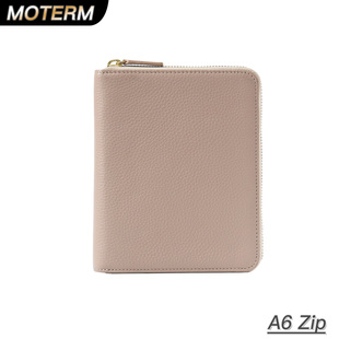 Moterm Zip A6 拉链定页手帐封皮荔枝纹头层牛皮记事本书衣