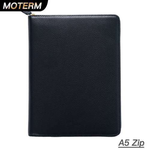 moterm拉链A5牛皮荔枝纹定页书衣