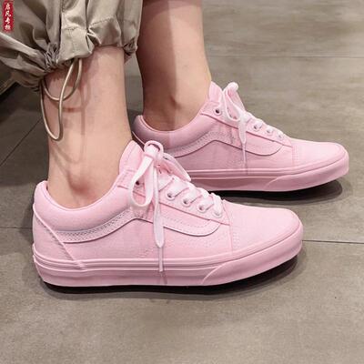 VANS粉色低帮帆布休闲鞋