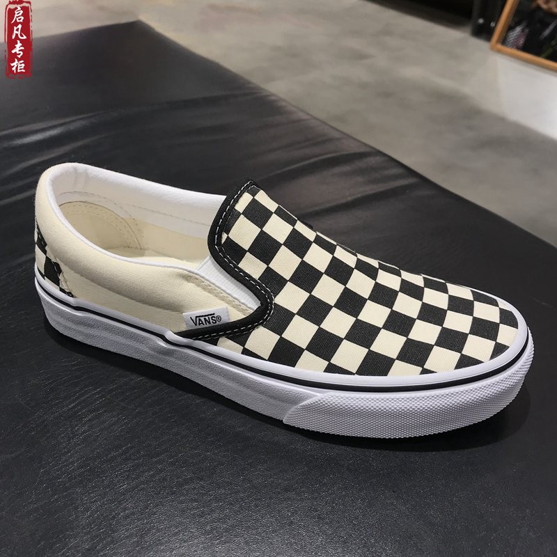 现货VANS SLIP ON经典黑白棋盘格一脚蹬帆布鞋男女鞋VN000EYEBWW