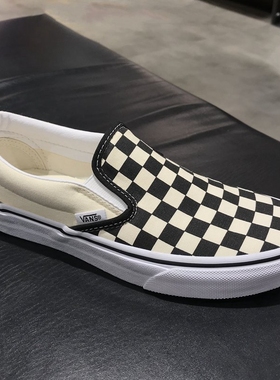 现货VANS SLIP ON经典黑白棋盘格一脚蹬帆布鞋男女鞋VN000EYEBWW