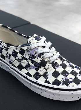 VANS范斯Authentic安纳海姆泼墨刺绣棋盘格男女鞋板鞋VN0A5KX48FI