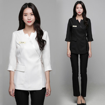 美容师美甲春夏新款韩版spa养生馆技师服纹绣师工作服弹力裤装