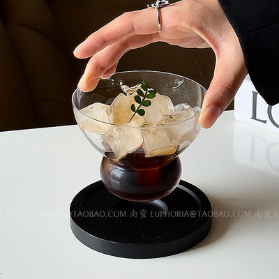 日式轻薄透明宽口玻璃杯冷饮料杯