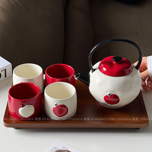复古平安喜乐水具礼盒陶瓷水杯水壶茶壶茶杯茶具新婚乔迁新居礼物