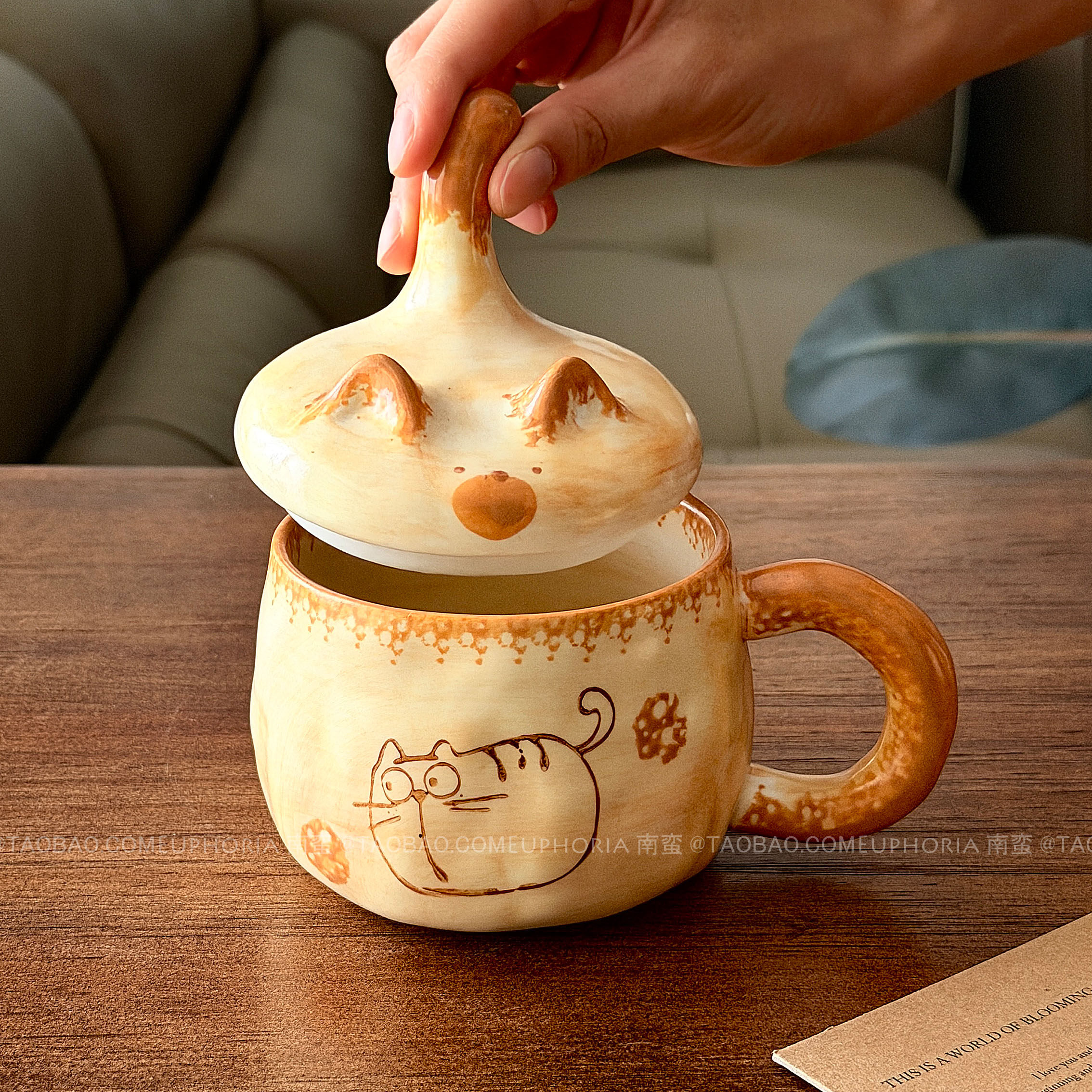 复古可爱焦黄厨师猫咪马克杯创意