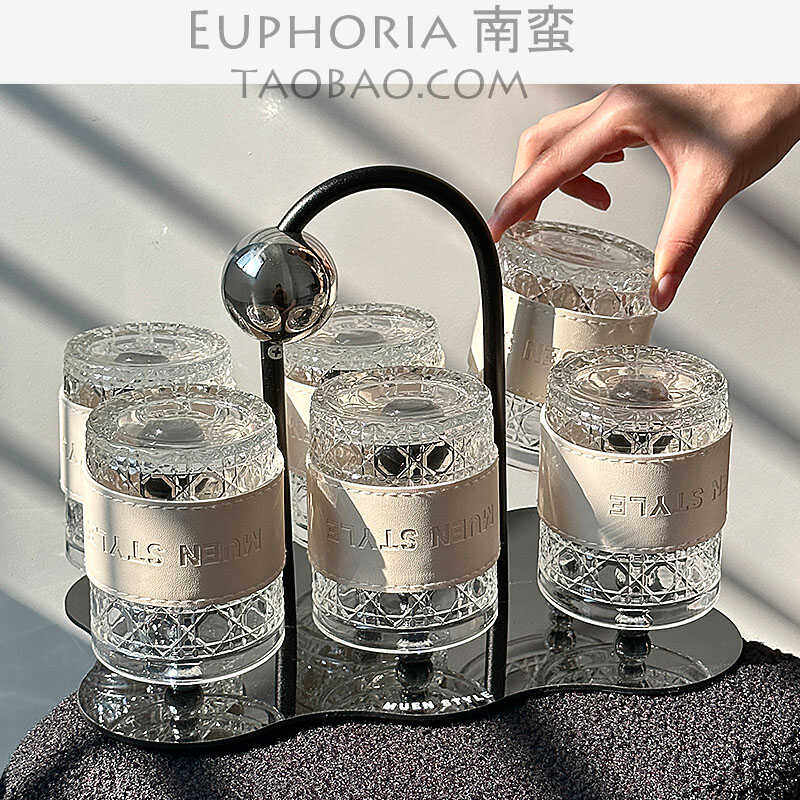 EUPHORIA轻奢黑星轨球高级感客厅待客水杯套装家用防烫茶杯果汁杯