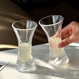 复古创意磨砂收腰观山杯ins风玻璃杯高级感鸡尾酒杯果汁杯冷饮杯