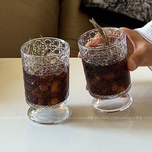 小众轻奢创意矮脚杯水杯冷萃杯玻璃杯果汁杯冰美式咖啡杯鸡尾酒杯