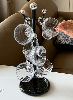 轻奢高级感家用喝水杯茶杯置物架客厅桌面多层倒挂水杯沥水收纳架