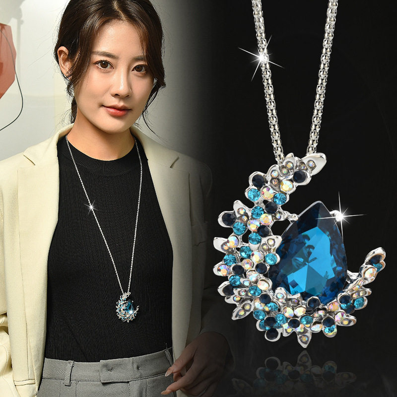 奥地利水晶毛衣链两戴女月亮秋冬镶钻轻奢胸针配饰,饰品/流行首饰/时尚饰品新,链条,淘宝优惠券,粉丝福利购,淘宝优惠卷