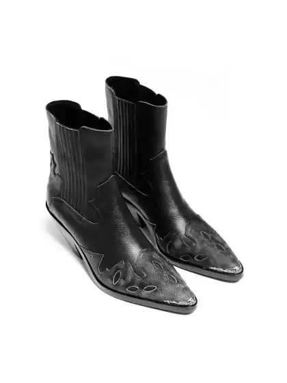 -Ttulf- Imported Top-Grain Cowhide Genuine Leather Sole, Handcrafted Distressed High-Heeled Metal-Toe Western Chelsea Boots for Men