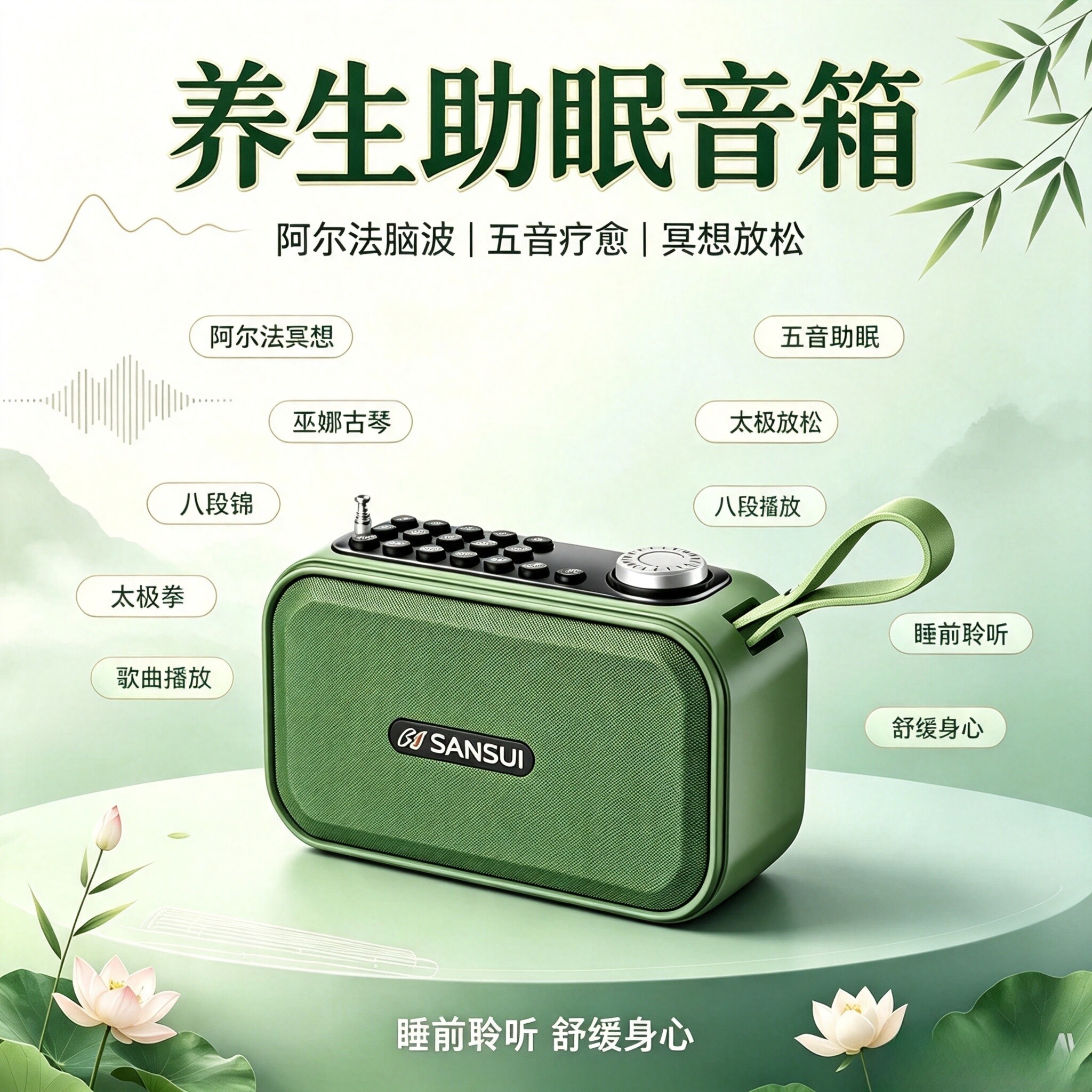 古典五行养生音乐播放器高清音质插卡充电美容院瑜伽茶室古筝古琴