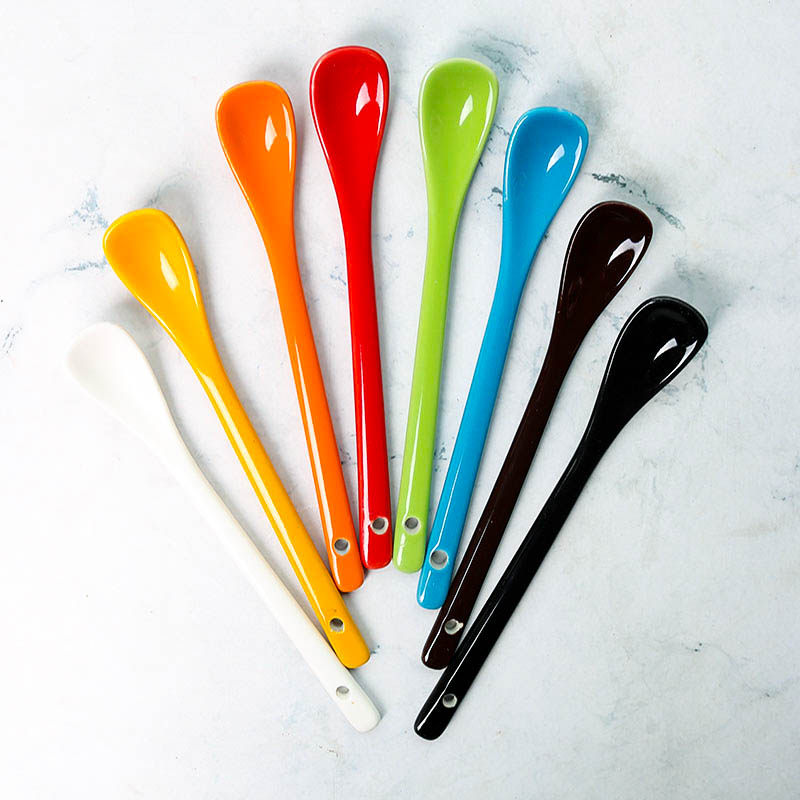 彩色咖啡搅拌勺子 家用陶瓷调味勺搅拌勺调羹汤匙马卡龙色餐具