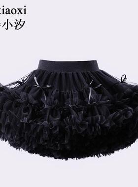 Txxkids特小汐女童高级黑色甜甜圈tutu裙儿童半身裙全网纱蓬蓬裙
